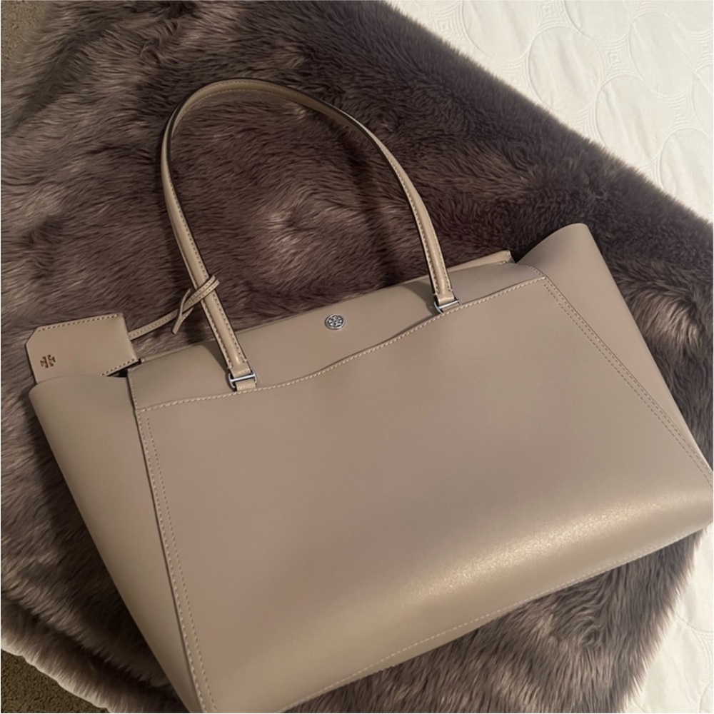 Tory Burch Taupe Leather Tote - Picture 2 of 6